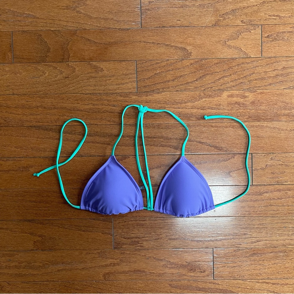 Aerie Purple and Turquoise Cross Cross Front Bikini Top